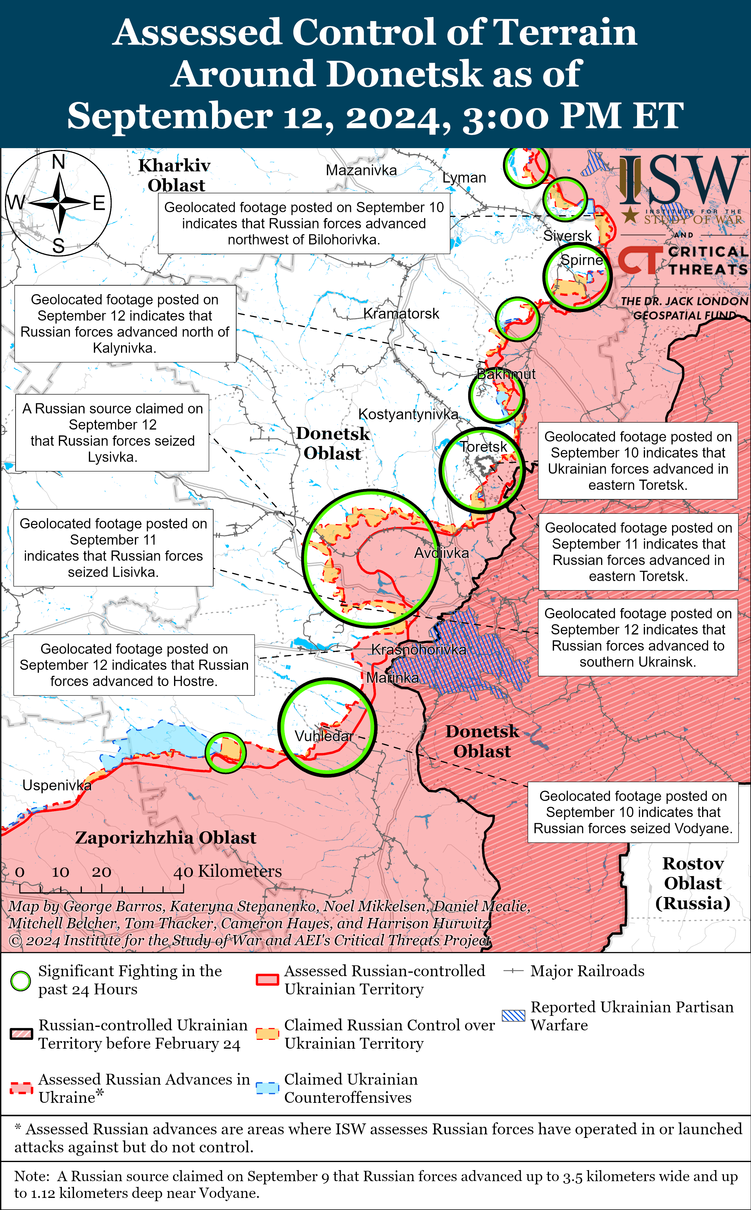 РФ знову просунулась в районі кількох населених пунктів Донецької області: карти ISW